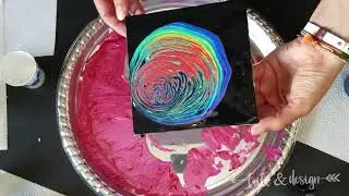 Rainbow Tree Ring Paint Pour