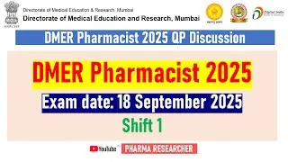 DMER Pharmacist Exam 2025 Answer key 18 September 2025 II #dmer #dmer_pharmacist #pharmacist #exam