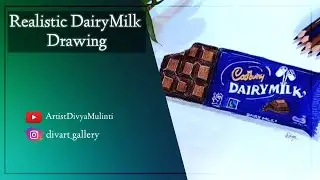 Realistic Dairy Milk Chocolate Drawing || Tutorial || Water ColourPencils||