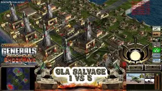 Gla Salvage General 1 vs 5 Hard Generals - Command Conquer Generals Shockwave Gameplay