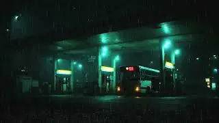 Midnight Bus Station 🌧️ Heavy Rain Ambience for Deep Sleep & Calm
