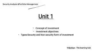 Investment | Objective and types of investment | class-1 #investment #security