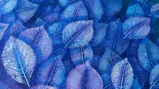 Wisteria painting Purple Blue leaves painting ideas / Leaf painting / Leaf impressions painting