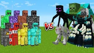 Which Golem is Immortal vs All Mutant Mobs - Minecraft Mob Battle