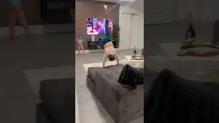 Dad catches daughters flipping on the couch without permission #shorts