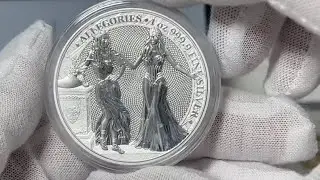 2020 Germania Mint, 3rd in The Allegories -  Italia & Germania 5 Mark, 1 .oz 999.9 Silver Round