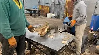 Hard Work Day with a Log Splitting Crew