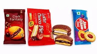 Satisfying video asmr candy lollipops and chocolate candies video | Lotte Choco pie 🥧 Dark Fantasy 🍪