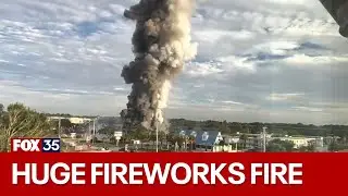 7 minutes of fireworks following huge fire at fireworks business in Florida - New video