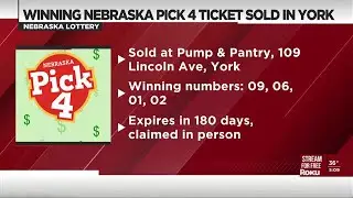 $3,125 Nebraska Pick 4 Winning Ticket Sold in York