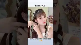 simple cute braid with ribbon hairstyle #hairstyle #ytshorts #shorts #youtube