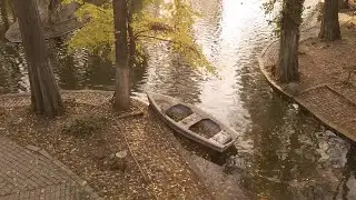Canoe Abandoned In The River  Stock Footage