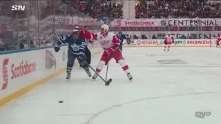 Chris Chelios grabs Tie Domi's Toque and throws it at him