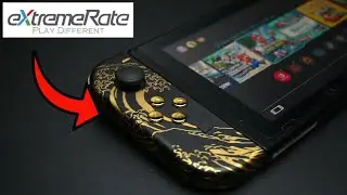 Custom Nintendo Switch Kit By ExtremeRate: Black & Gold Wave