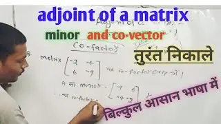 adjoint of a matrix ! मैट्रिक्स का माइनर कैसे निकालें! co-vector क्या होता है!BSEB class 12th