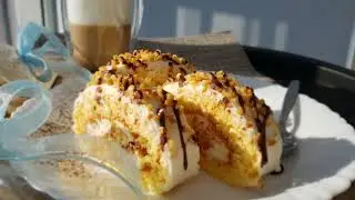 Mascarpone Irish Cream ROLL! The most DELICIOUS Cake with Mascarpone and Greek yogurt!