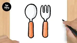 #180 How to Draw a Spoon and Fork - Easy Drawing Tutorial
