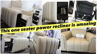 AN ELEGANT OUTSTANDING ONE SEATER LEATHER SOFA -TRIP POWER RECLINER