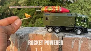 EXPERIMENT: Rocket Powered USA Army Truck Toy!!! Amazing Speed