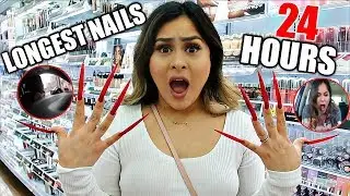 WEARING LONG ACRYLIC NAILS FOR 24 HOURS!!