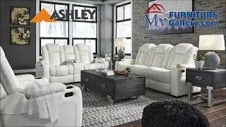 Ashley Furniture Party Time White 2 PC LED . Power Sofa And Power Loveseat