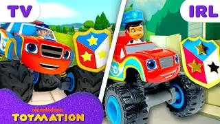 Blaze Toy Transforms into a Police Car, Ambulance, & Firefighter on a RESCUE Mission! | Toymation