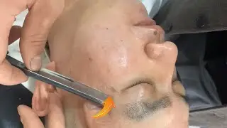 ASMR | The dead skin on the man's face was shaved clean by the master with a rare razor