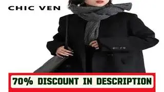 #CHIC VEN Women Wool Blend Coat Solid Mid Long Woolen Blazer Thick Warm Blouse Women's Overcoat Off