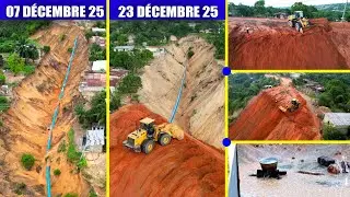 Programme d'urgence : Début des travaux de lutte anti-érosive à Kimbanseke. Images en sous la pluie.