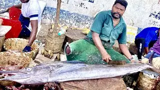 25KG MASSIVE FISH CUTTING | FISH CUTTING SKILLS | FISH CUTTING VIDEOS #KASIMEDU | UK SONS MARINE