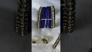 Latest silk thread bangles design | Royal blue leaf set #silkthreadaccessories