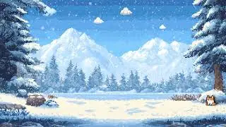 Pixel Winter Forest, 8 Bit Background, Pixel Snowland,  Retro Winter Magic, Animated Background