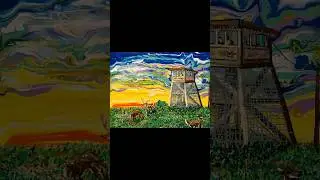 Who is guarding who? #paintpouring #sunset #tapepeel #acrylicpainting #scenery #acrylicpaintpouring