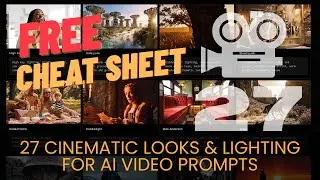 Cheat Sheet for 27 Cinematic Looks & Lighting for AI Video Prompts (Visual Guide)