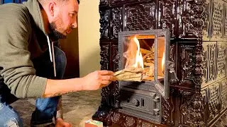 Устанавливаем изразцовую дровяную печь для отопления дома.