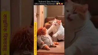 Wife&rsquo;s Reaction When Husband Cat Refuses Medicine 😹💊 #Comedy_story #youtube  shorts #cat #shorts