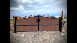Steel Framed Swing Electric Gate With Composite Infill