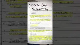 Control and coordination , class 10, Notes #class10 #biology #notes #biologynotes #ytshorts #youtube