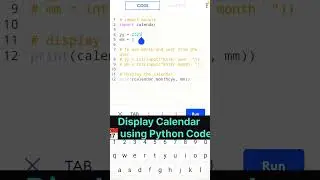 Display Calendar 📅 using Python Code #pythonbeginner python