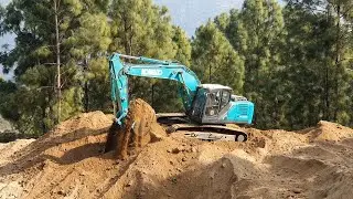 Kobelco Excavator Removing Dirt From Road - Hilly Road Construction #Shorts