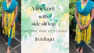 Meesho fabric converted into Trendy A line side slit top cutting and stitching |#teluguvideo#meesho