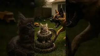 German Shepherd Rescues Maine Coon Kitten from Python in Backyard #youtubeshorts #animalrescue