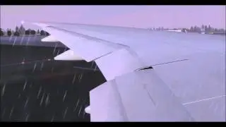 Boeing 777-200LR Heavy Snowstorm Push, Taxi and Takeoff at Dusseldorf