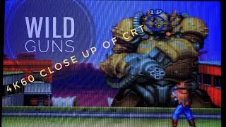 Wild Guns, level 1 hard, 4K60 close up of CRT
