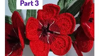 آموزش بافت گل کتان قرمز با کاموا  Easy Step-by-Step 3D Crochet Flower (قسمت سوم وآخر)