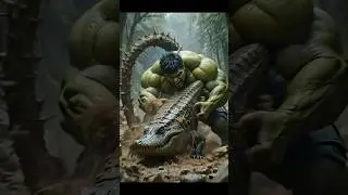 Hulk vs Giant Crocodile! Epic fight scene. Hulk saves river. #shorts #hulk #animation #ai #viral