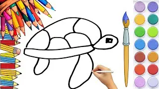 How To Draw cute Tortoise Drawing, Painting & Coloring For Kids and Toddlers_ Child Art 🐋🌈🎨