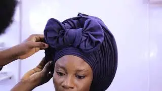 HOW TO TIE THE TRENDING ROUND GELE WITH A BOW IN THE MIDDLE AND FOLDS AT THE SIDES