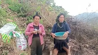 Vợ Chồng Lò Tún xuống giúp bà Chung gieo lúa