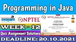 NPTEL Programming in Java Week 12 Quiz Assignment Solutions || July 2021 || Swayam